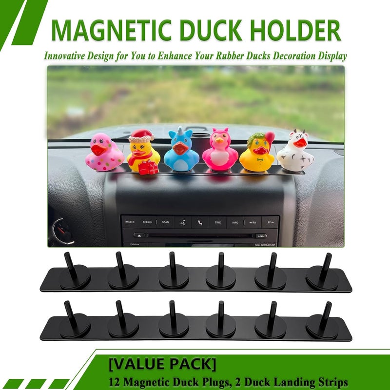 EJDRFN Duck Holder for Jeep Wrangler,Metal Rubber Ducks Holder for Jeep Dash,Magnetic Duck Plugs for Dash Decorations,Adjustable Duck Mount for Jeep Dashboard,2 Pack(Black) - Image 2